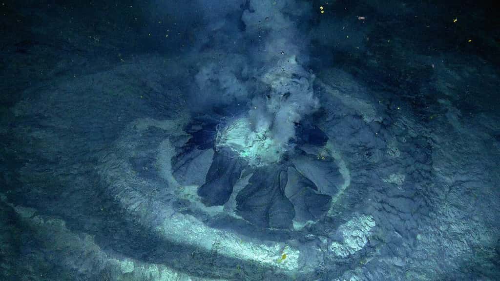 Ce volcan sous-marin découvert en mer de Barents lors de l'expédition AKMA3 crache de la boue et du méthane. © UiT, AKMA3
