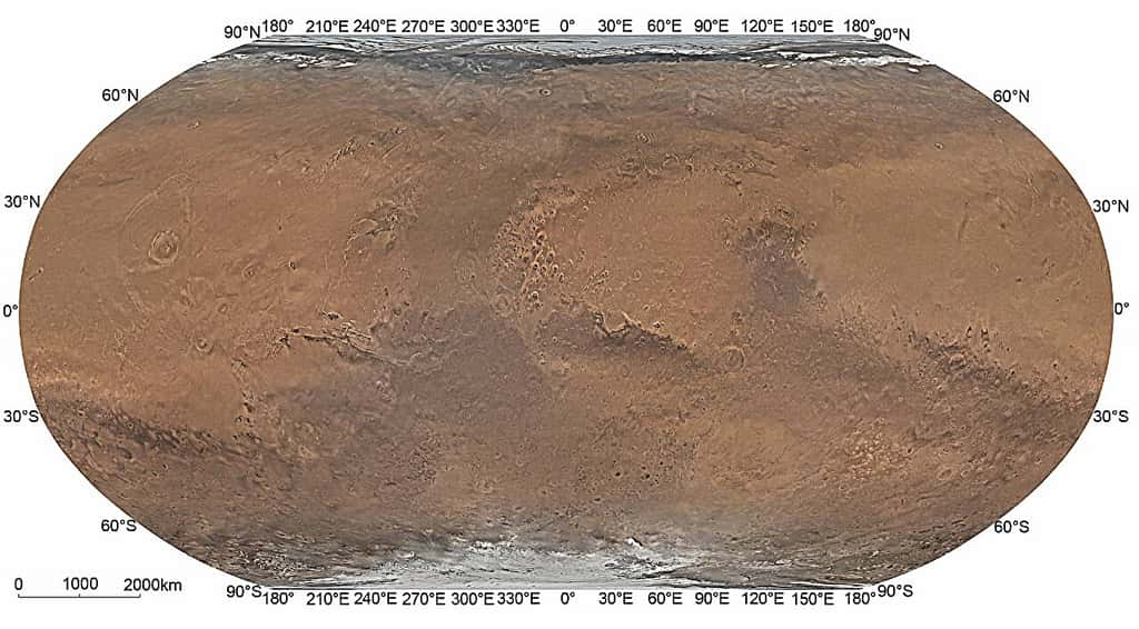 La nouvelle carte en haute résolution et en couleur présentée par la Chine se base sur les données de la sonde Tianwen-1 © Science China Press