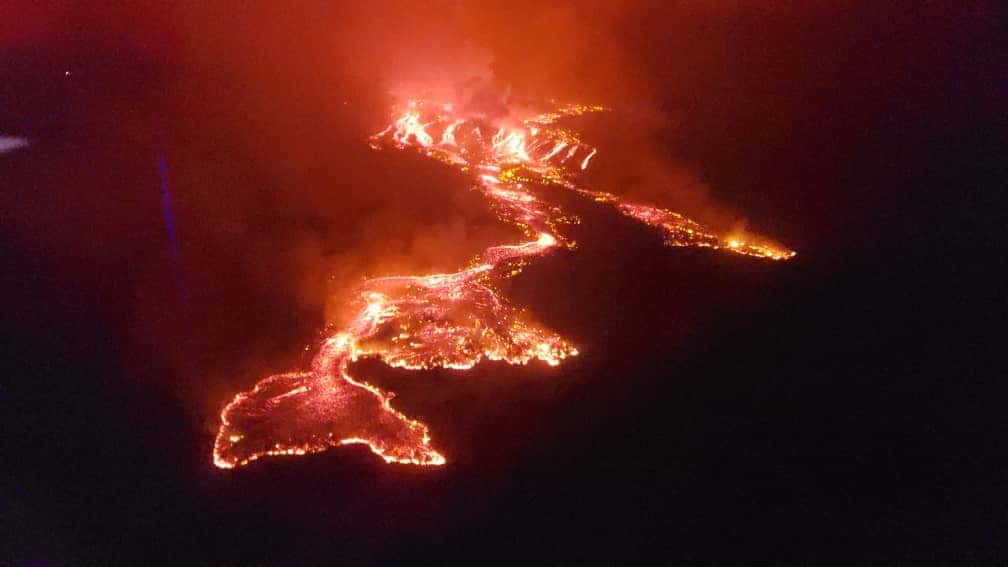 Coulées de lave lors de l'éruption du Nyiragongo en 2021. © Monusco Photos, <em>Wikimedia Commons</em>, CC by-sa 2.0