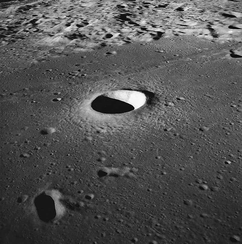 Cratère Moltke photographié par Apollo 11. © Nasa, Wikimedia Commons, domaine public