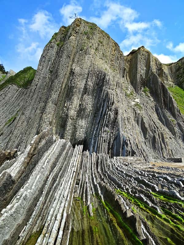 Flyschs de Zumaia, Côte Basque espagnole, verticalisé par les processus tectoniques. © A Sparrow at Home, Flickr