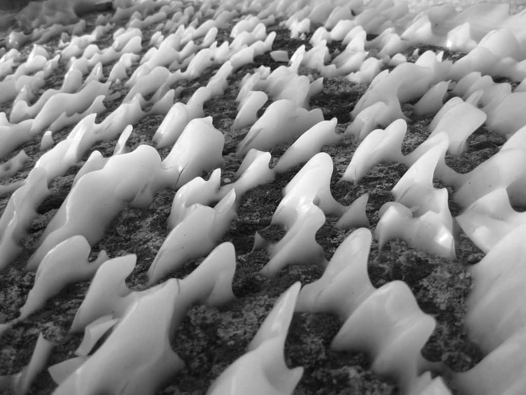 Les étonnants paysages gelés ne sont cependant pas forcément l’apanage des zones d’altitude. En 2012, un hiver particulièrement rigoureux a créé, sous l’effet du vent, ces petites sculptures de glace sur les rives du lac Léman © Lucien von Gunten, imaggeo.egu.eu, CC BY-NC-SA 3.0