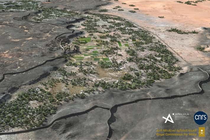 Reconstruction de l'oasis fortifiée de Khaybar comme elle a pu l'être 2000 ans avant J.C. © Khaybar LDAP, M. Bussy & G. Charloux