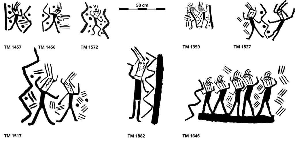 De très nombreux blocs présentent des scènes de danse. © Rozwadowski et Wołoszyn, 2024, <em>Cambridge Archaeological Journal</em>