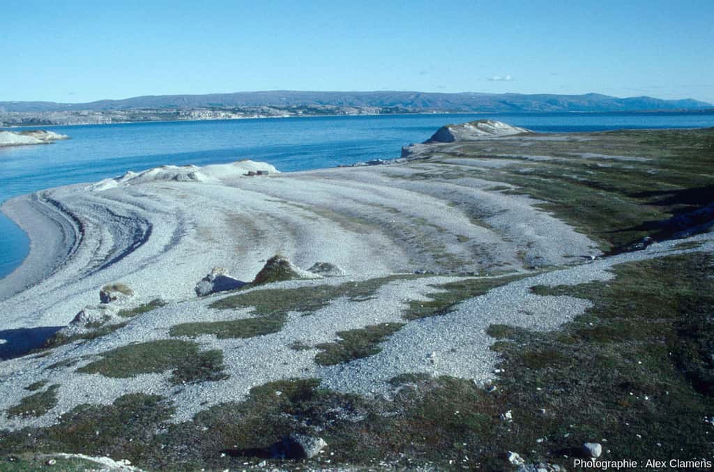  Cette plage en Norvège a été soulevée à la suite de la fonte des glaces qui recouvraient la Scandinavie. L'avancée du trait de côte sur la mer n'est pas ici associée principalement à un eustatisme négatif. © 1993 Alex Clamens, Planet Terre