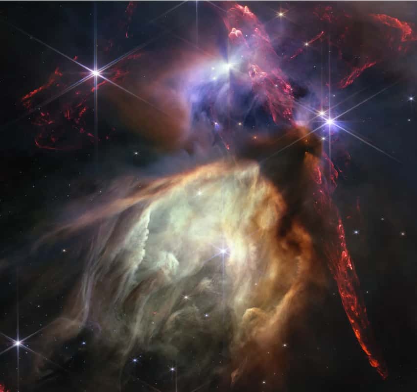 Nuage moléculaire de Rho Ophiuchi pris par le télescope James-Webb. © Nasa, ESA, CSA, STScI, Klaus Pontoppidan (STScI)