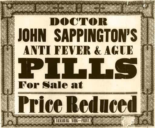 La vente des pilules anti-fièvre du Dr. Sappington's.