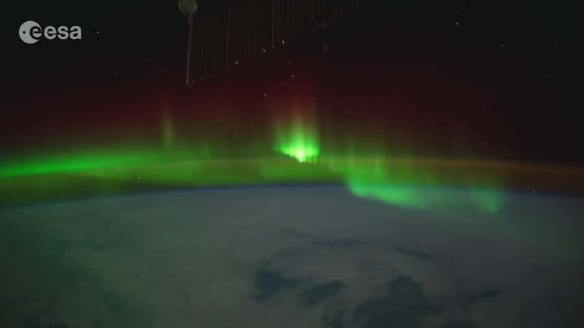 Des aurores vues depuis l'ISS. © ESA