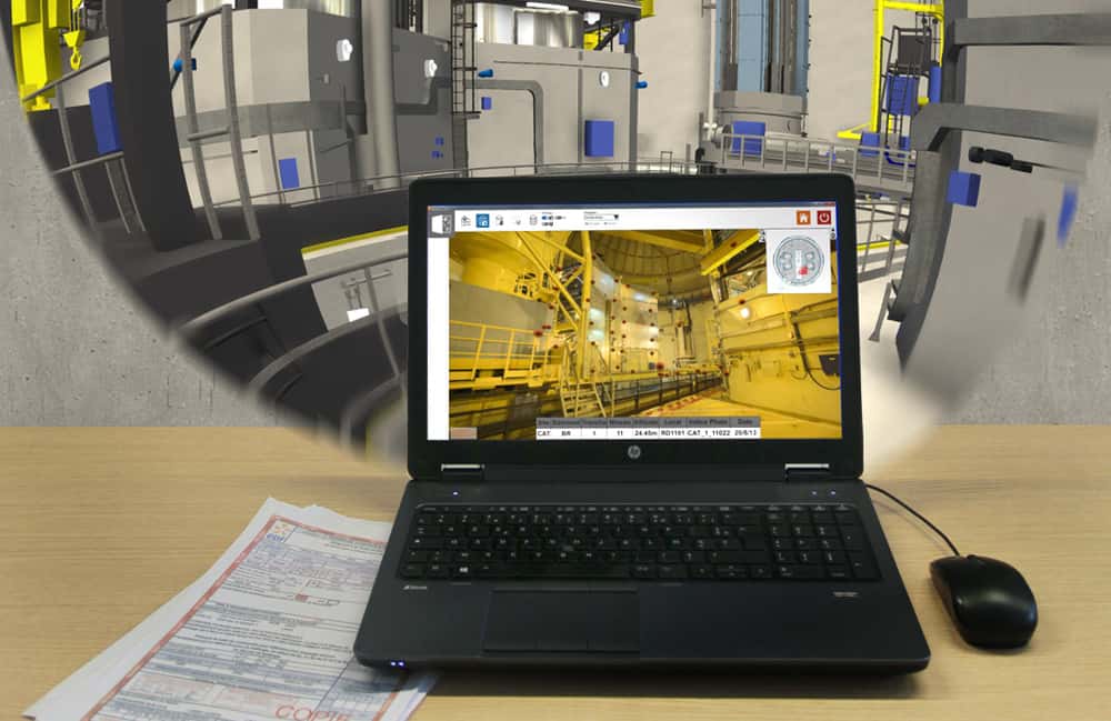 Avec VVProPrépa, l’écran de l’ordinateur montre les détails numérisés de l’intérieur de la centrale (ici celle de Cattenom), de façon à préparer une visite de maintenance. © EDF