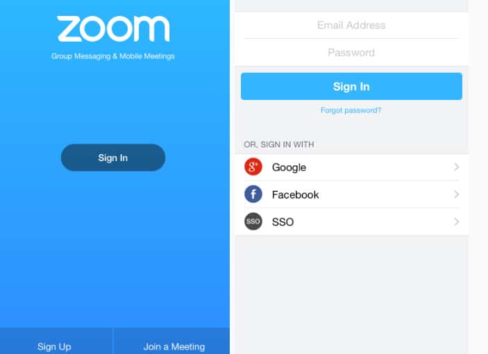 Lorsqu'on décide de s'inscrire en utilisant Facebook, on accepte que des données personnelles soient partagées. © Zoom