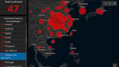 Le malware se cache dans une véritable carte interactive qui affiche le propagation du coronavirus à travers le monde. © Johns Hopkins University Coronavirus Resource Center