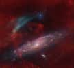 L'arc d'émission [O III] de M31, découvert et mis en couleurs par l'équipe d'astronomes. © Marcel Drechsler, Xavier Strottner, Yann Sainty