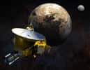Vue d'artiste de la sonde de la Nasa New Horizons arrivant à proximité du système Pluton - Charon. © JHUAPL, SwRI