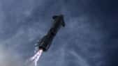 Photo du vol d'essai du Starship SN10, le 3 mars 2021. © Space X