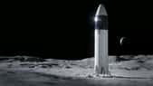 La version lunaire du Starship de SpaceX sera utilisée pour transporter sur la Lune les astronautes des missions Artemis de la Nasa. © SpaceX