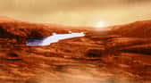 Vue d'artiste de la surface de Titan. © IPGP