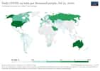 Nombre de tests de dépistage pratiqués pour 1.000 habitants. Le chiffre est de 0,79 pour la France. © Our World in Data