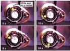 Quatre images montrant la rotation de la grande poulie. © Wiley-VCH Verlag