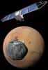 L'orbiter chinois Yinghuo-1, une petite sonde carrée de 75 centimètres de côté et de 110 kilogrammes voyagera avec la sonde russe Phobos-Grunt, dont elle se séparera après l'insertion en orbite martienne. © Roscosmos