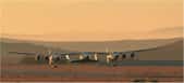 Le WhiteKnight Two décolle du Mojave Air and Space Port portant sous son aile le SpaceShip Two afin de l'emporter au-delà de dix mille mètres d'altitude. Tout semble prêt pour les premiers spatiaux. Le tarif n'est pas encore communiqué. © Virgin Galactic (extrait de la vidéo)