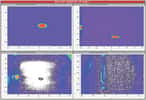 Quelques images du faisceau d'ions lourds ayant circuler le vendredi 23 octobre 2009 dans le LHC, avant d'entrer dans le détecteur Alice. Crédit : Cern