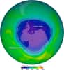 La couche d'ozone au niveau du pôle sud le 4 octobre 2004. © Nasa