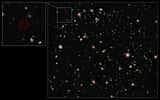 Le cercle rouge entoure la galaxie UDFy-38135539, la plus lointaine connue à ce jour. © Nasa, Esa, G. Illingworth (UCO/Lick Observatory et University of California, Santa Cruz), HUDF09 Team