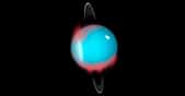 Des chercheurs de l’université de Leicester (Royaume-Uni) ont confirmé la formation d’aurores boréales infrarouges sur Uranus. © Université de Leicester ; Nasa, ESA, M. Showalter (Seti Institute) pour les images d’arrière-plan d’Uranus