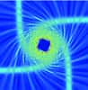 Un métamatériau en GaInAsP dévie les rayons lumineux à la façon dont le ferait un trou noir dans certaines conditions. C'est ce qui se passe ici. Crédit : Berkeley Lab