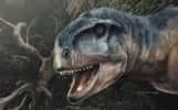 Une vue d’artiste du dinosaure récemment découvert en Patagonie (Argentine). Baptisé « celui qui fait peur », il devait être un redoutable prédateur. © Jorge Blanco, Journal of Vertebrate Paleontology