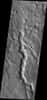 Pour David Leverington, les canaux qui caractérisent la surface de Mars ont été formés non pas par des eaux en écoulement mais des coulées de lave se déplaçant rapidement, d’un type que nous ne voyons pas sur Terre. © Nasa/JPL/ASU

