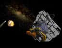 La mission Deep Impact a été renommée Epoxi. Ici, une représentation d'artiste du moment où elle a largué son impacteur en direction de la comète Tempel 1. Crédit : Nasa