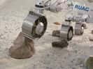 Le rover utilisé n’est pas un modèle de vol, ni une copie exacte de celui qui sera envoyé sur Mars. Cependant, les roues et le système d'entraînement le sont, comme le centre de gravité. En revanche, il est 100 kilogrammes moins lourd, de façon à simuler la gravité martienne. © DLR