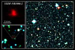 Un zoom dans le champ étudié par Subaru et le télescope XMM Newton montrant la galaxie SXDF-NB1006-2. © NAOJ