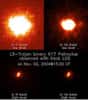 Images du couple 617 Patroclus et S/2001(617)1 Ménœtius prise au télescope de l'Observatoire Keck à Hawaï équipé du système LGS. Le plus gros des deux corps Patroclus (et le plus brillant des deux) se trouve en haut à droite sur les images