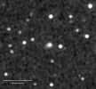 La comète Ison (au centre du champ) saisie le 30 janvier par le télescope optique et ultraviolet Uvot de l'observatoire spatial américain Swift. La comète avait alors une magnitude de 15,7, et se situait dans la constellation des Gémeaux. © D. Bodewits, UMCP, Swift, Nasa