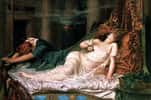 Mort de Cléopâtre par morsure de serpent. The Death of Cleopatra, Reginald Arthur (1892). © Roy Miles Gallery, Wikimedia Commons, DP