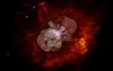 Grâce à des données renvoyées par l’observatoire spatial à rayons X Chandra de la Nasa, les astronomes comprennent un peu mieux ce qui s’est passé lors de la Grande Éruption d’Eta Carinae. © Nathan Smith, Université de Californie, Nasa
