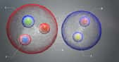 Les physiciens du Grand collisionneur de hadrons (LHC, France-Suisse) ont découvert trois nouvelles particules exotiques. Parmi elles, un pentaquark présenté ici sous une forme « faiblement liée, de type molécule ». © Cern 2022