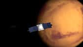 Construite par Lockheed Martin, autour de la même plateforme qui a servi aux sondes Mars Reconnaissance Orbiter (MRO) et Juno, Maven est une sonde de 11 mètres d'envergure qui emporte huit instruments. D'une masse au lancement de 2.550 kg, elle ne fera plus que 717 kg lorsqu'elle sera sur son orbite définitive autour de Mars. © Nasa, Centre Goddard Space Flight
