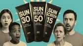 Des crèmes solaires sont affichées à 0,99 €, 1,50 € ou 5 € mais sont dangereuses pour la santé. © XD avec ChatGPT