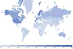 Ce planisphère permet de visualiser les débits moyens d’Internet par pays pour l’année 2019. Plus le bleu est foncé et plus le débit est important. La France se classe en 22e position. © Cable Existent Ltd