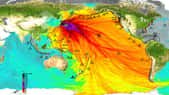Aéroport de Sendai. Le séisme d'une magnitude de 9 qui s'est produit le 11 mars 2011 a provoqué un tsunami de 10 mètres de hauteur, qui s'est abattu sur les côtes au niveau de l'aéroport de la ville, en emportant tout ou presque sur son passage. © Google, Digital Globe, Geo Eye
