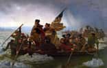 Washington traversant le Delaware, lors de la bataille à Trenton, le 26 décembre 1776. Le drapeau&nbsp;compte treize étoiles placées en cercle.&nbsp;© Peinture d'Emanuel Leutze,&nbsp;Metropolitan Museum of Art, Wikimedia Commons, DP

