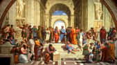 La fameuse fresque de l'école d'Athènes de Raphaël. © Musée du Vatican