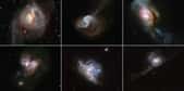 Mosaïque des six collisions cosmiques. © ESA, Hubble &amp; NASA, A. Adamo et al.
