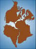 Représentation de l'ouest de la Pangée durant la séparation des continents. Les Amériques du Nord et du Sud sont visibles sur la gauche, respectivement en haut et en bas de l'image. Elles sont séparées par la Central American Seaway. © Gunnar Ries, Wikimedia common, CC by-sa 2.5