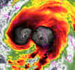 Le double sommet de l'ouragan Debby en arrivant sur les côtes de Floride. © TRGTornado 