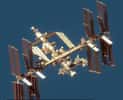 La Station spatiale internationale (ISS) vue par un satellite Worldview du groupe américain Maxar. Cette image impressionnante montre la capacité des satellites privés à imager d'autres satellites. © Maxar