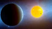 Une vue d'artiste de l'exoplanète rocheuse proche de son étoile de type G2 avec au premier plan une autre exoplanète de type géante gazeuse. © Nasa, Ames, JPL-Caltech, T. Pyle